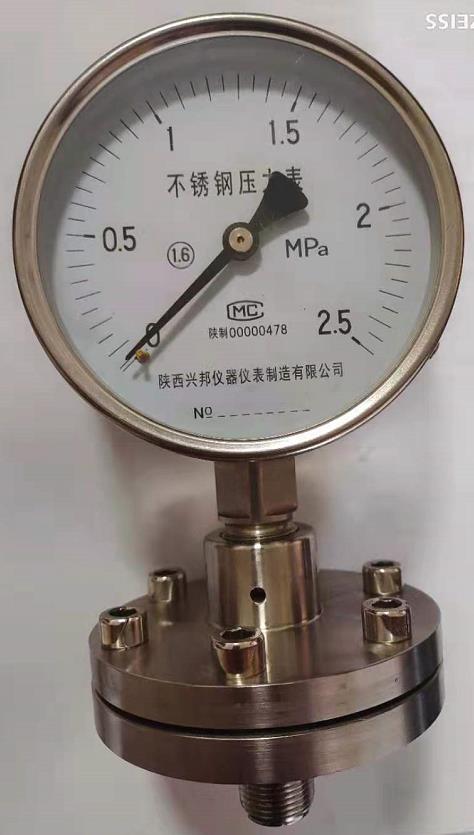 不銹鋼隔膜壓力表，YTPF-60/100/150,1.6級(jí)，-0.1-0-60MPA